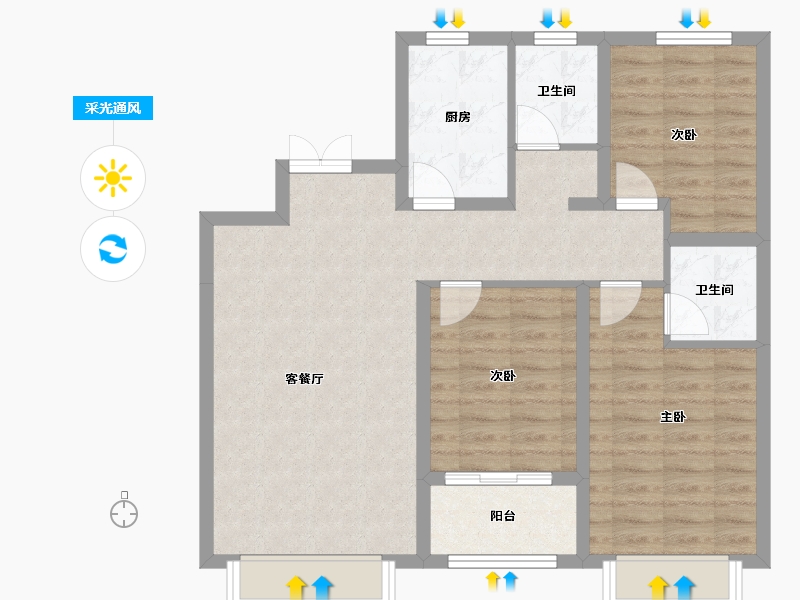 山东省-青岛市-平都壹号院-85.00-户型库-采光通风