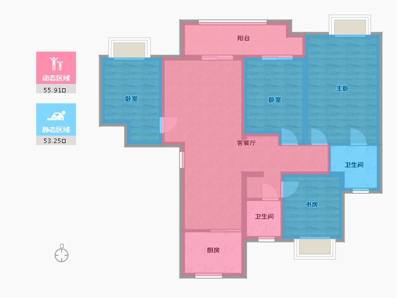 江苏省-徐州市-吾悦华府-96.29-户型库-动静分区