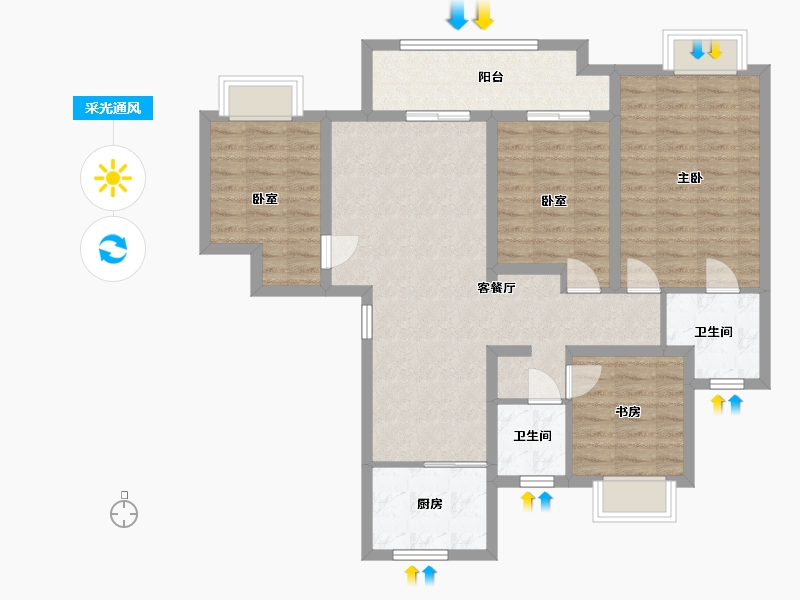 江苏省-徐州市-吾悦华府-96.29-户型库-采光通风