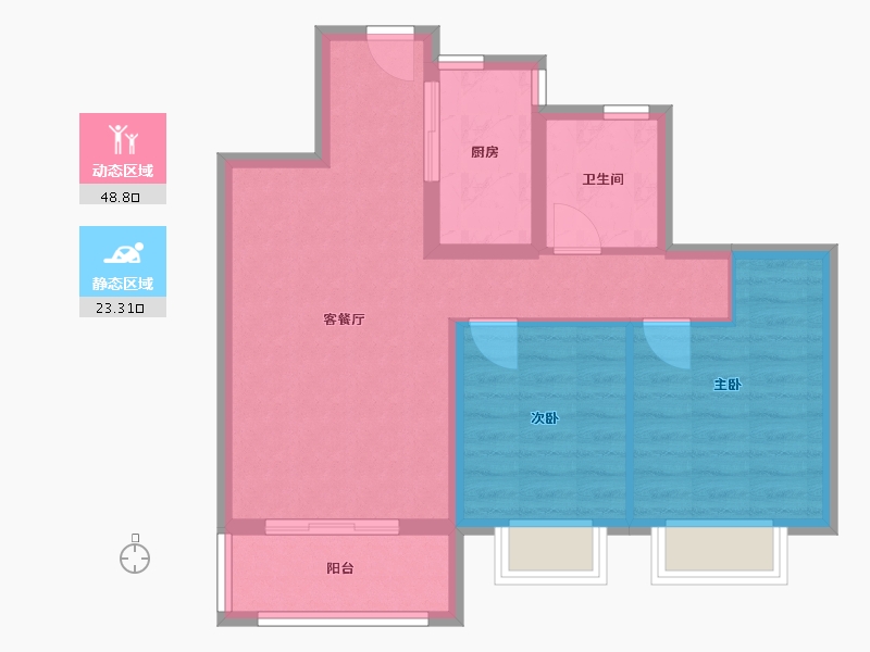 陕西省-汉中市-金泰滨江花城-64.21-户型库-动静分区