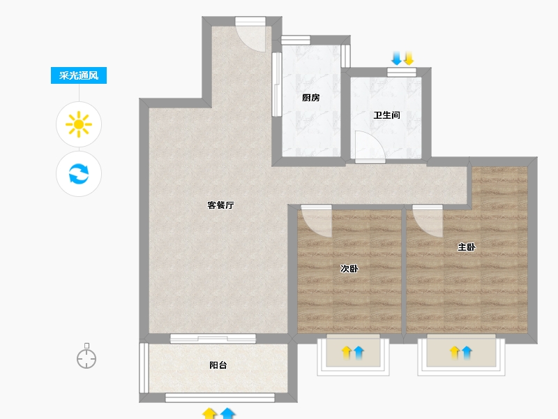 陕西省-汉中市-金泰滨江花城-64.21-户型库-采光通风