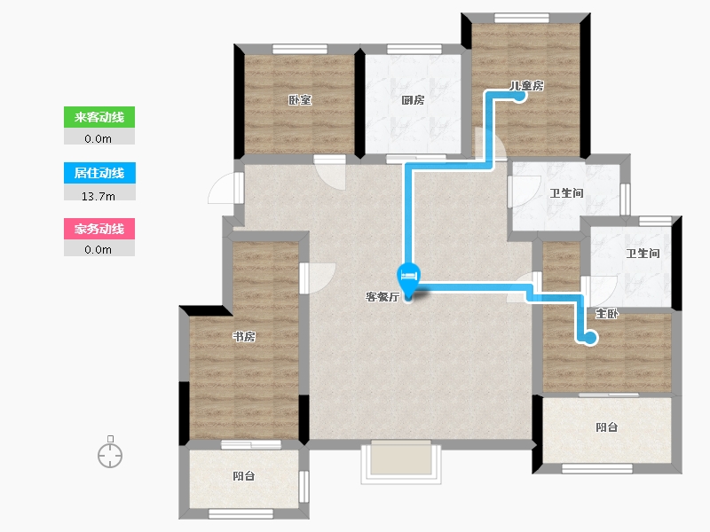 浙江省-宁波市-万科云著花苑-105.00-户型库-动静线