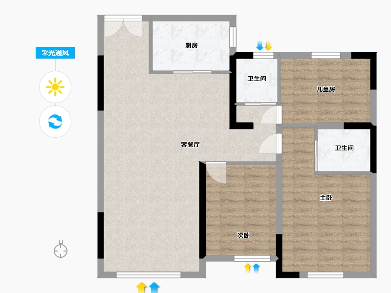 江苏省-连云港市-双池花园-90.00-户型库-采光通风