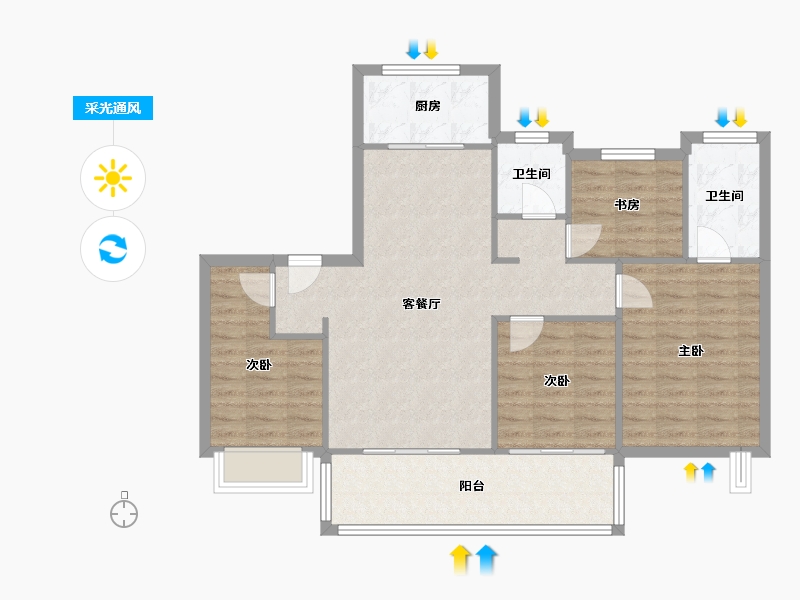 浙江省-绍兴市-中南天樾-114.00-户型库-采光通风