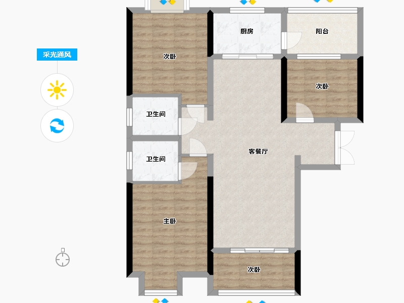 湖北省-天门市-卓尔生活城-981.00-户型库-采光通风