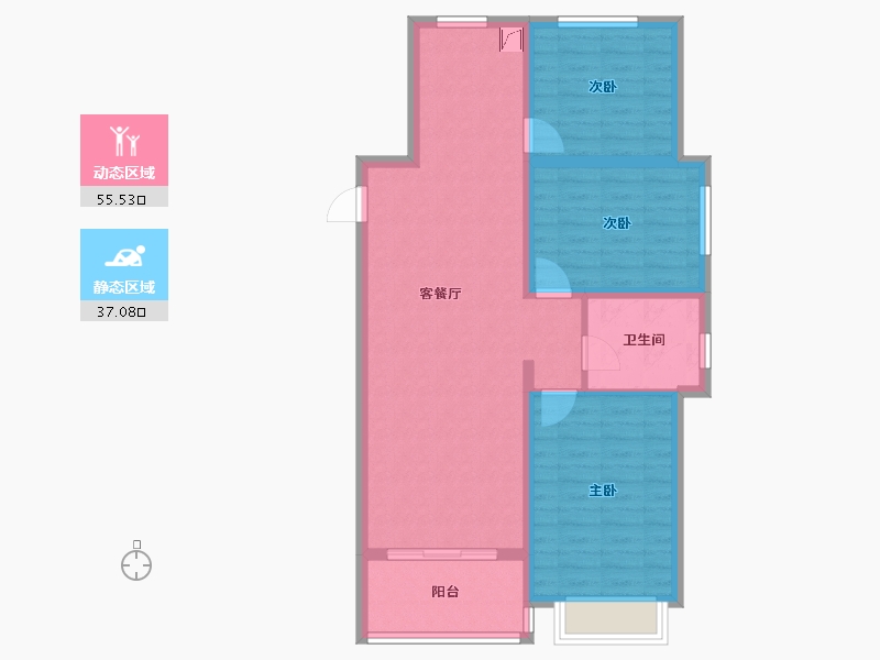 河北省-张家口市-境门御府-86.80-户型库-动静分区