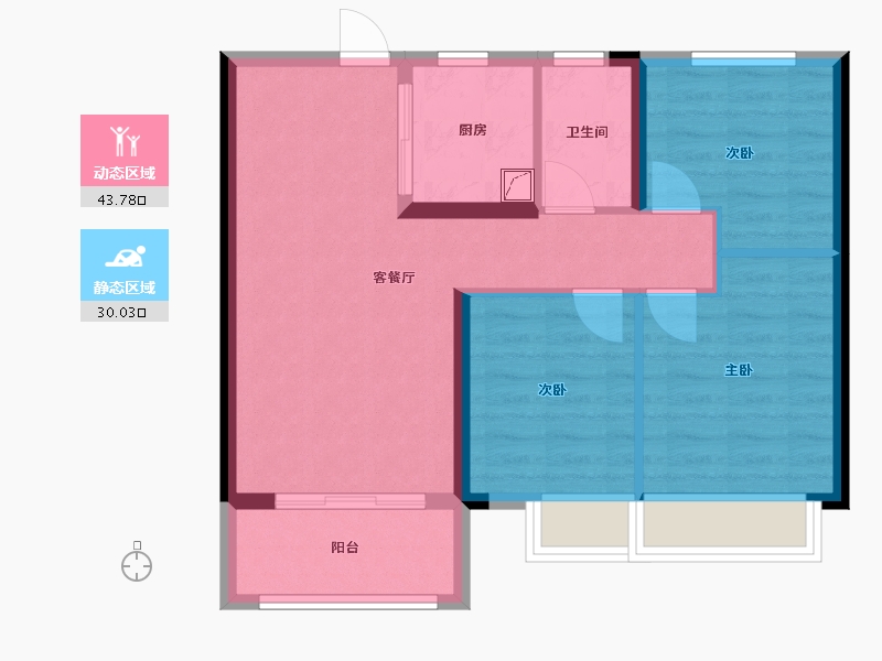 湖北省-武汉市-海伦堡汉江府-70.96-户型库-动静分区