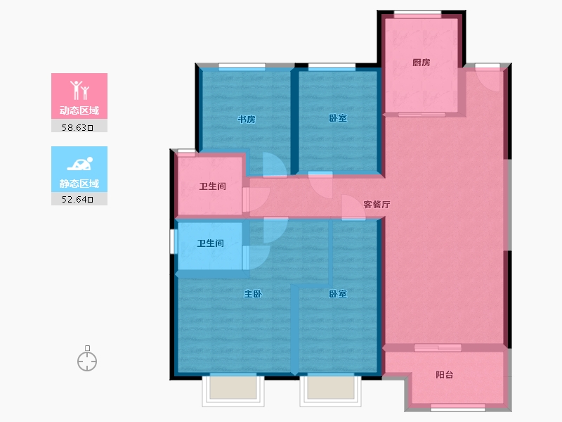 甘肃省-兰州市-华润二十四城-111.00-户型库-动静分区