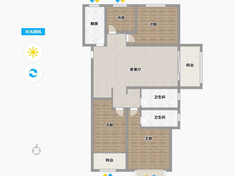 山东省-菏泽市-凤凰城-143.00-户型库-采光通风