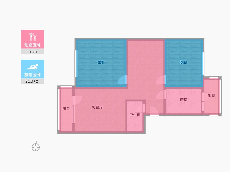 辽宁省-沈阳市-电大北小区-88.00-户型库-动静分区