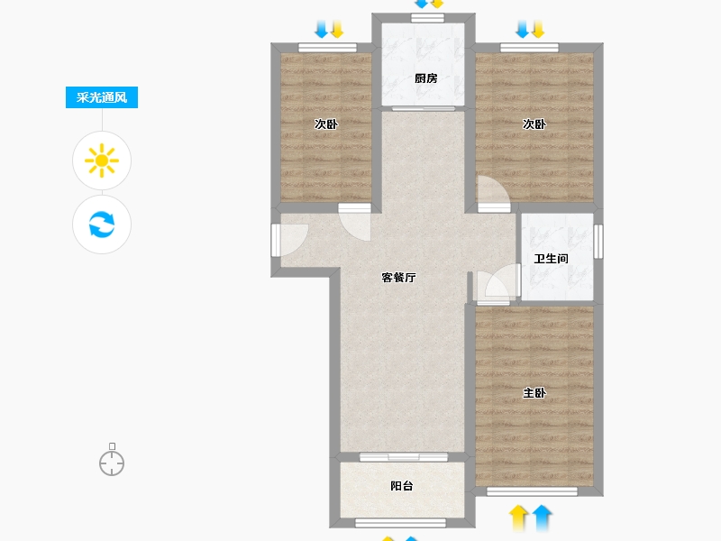 河北省-张家口市-馨美家园D区-80.00-户型库-采光通风