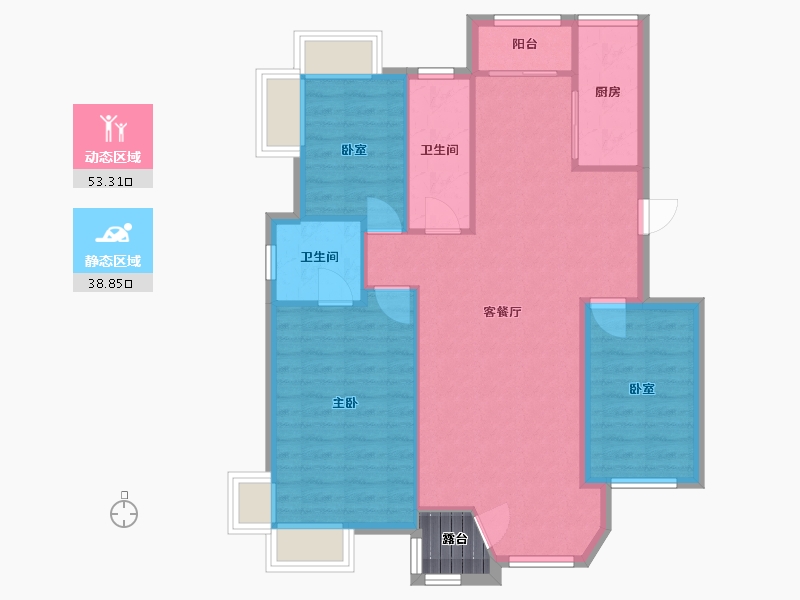 辽宁省-大连市-幸福e家彼岸-C区-110.00-户型库-动静分区