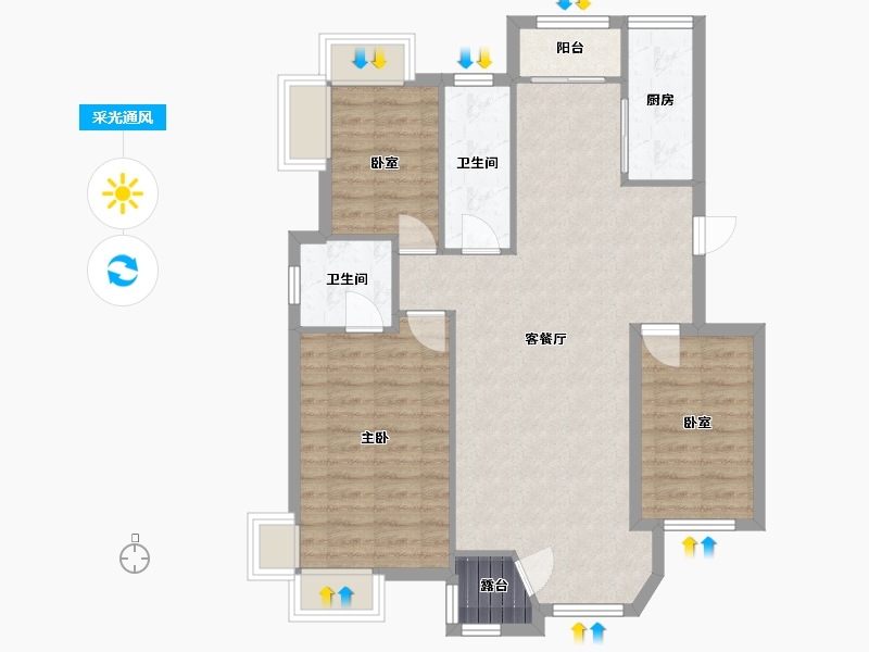 辽宁省-大连市-幸福e家彼岸-C区-110.00-户型库-采光通风