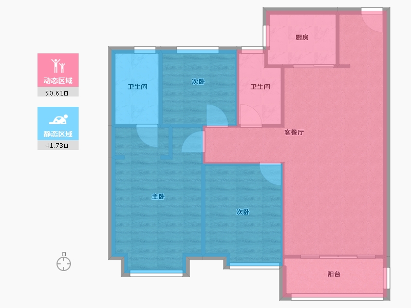 陕西省-西安市-金辉高新云璟-86.00-户型库-动静分区