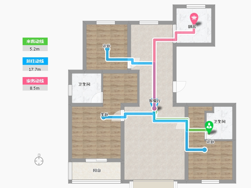 河北省-保定市-天鹅湖D区1#-A户型-94.00-户型库-动静线