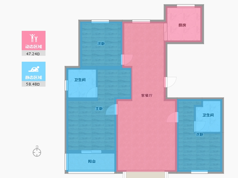 河北省-保定市-天鹅湖D区1#-A户型-94.00-户型库-动静分区