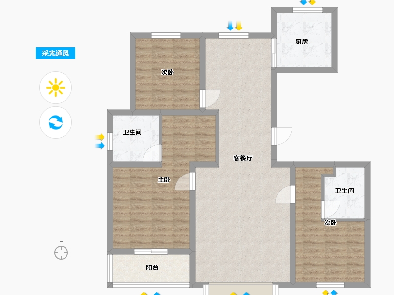 河北省-保定市-天鹅湖D区1#-A户型-94.00-户型库-采光通风