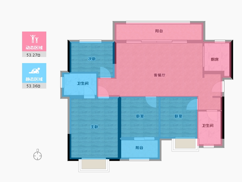 福建省-龙岩市-远洋山水-96.00-户型库-动静分区