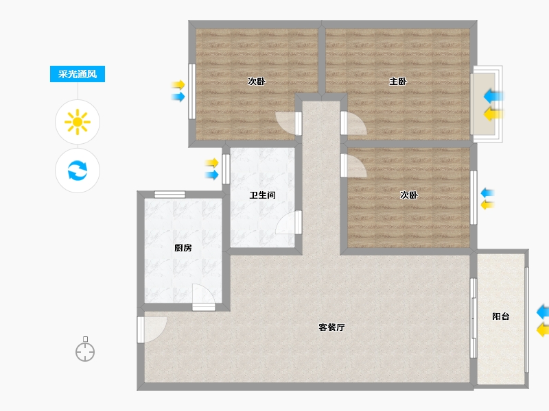 山西省-吕梁市-禹门华府-119.00-户型库-采光通风