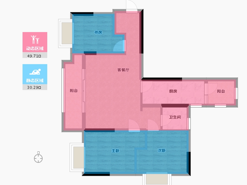 重庆-重庆市-翠澜峯境-80.16-户型库-动静分区