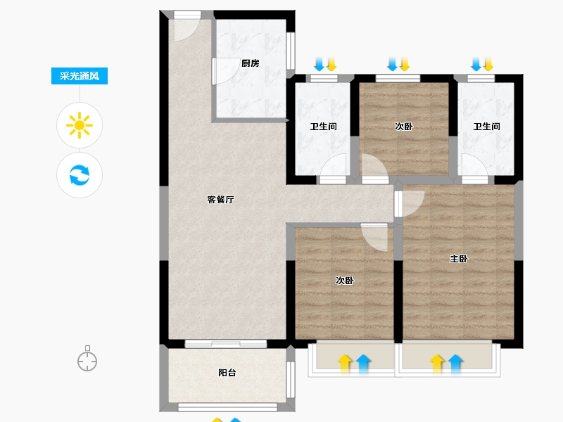 河南省-安阳市-建业通和府-83.00-户型库-采光通风