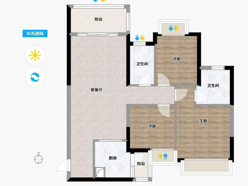 湖南省-怀化市-恒大中央广场-89.12-户型库-采光通风