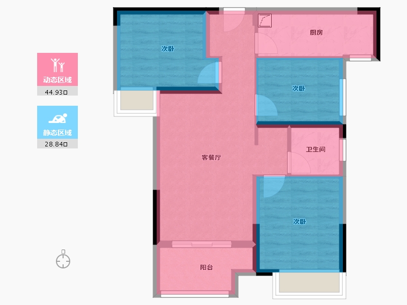 河南省-郑州市-东原满庭芳-65.00-户型库-动静分区