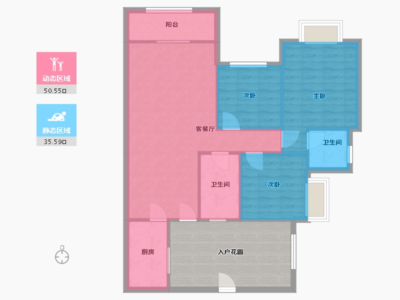 贵州省-贵阳市-龙泉新村-100.00-户型库-动静分区