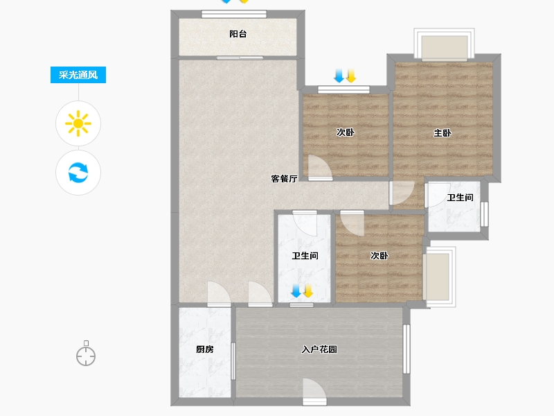 贵州省-贵阳市-龙泉新村-100.00-户型库-采光通风