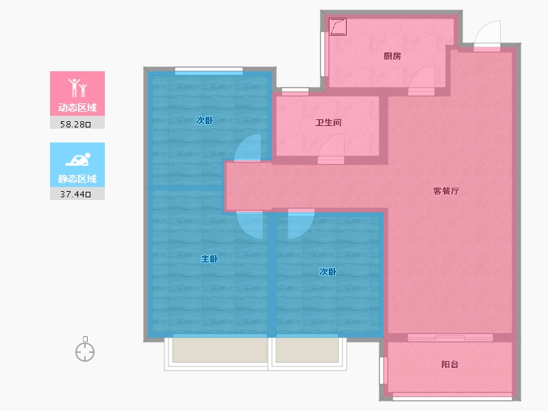 陕西省-西安市-安诚御花苑-A区-85.00-户型库-动静分区