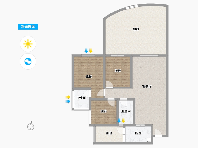 四川省-宜宾市-中央公园-108.00-户型库-采光通风