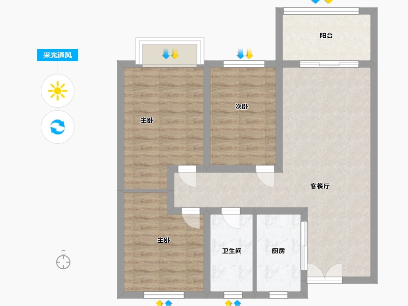 河南省-郑州市-正商汇航雅园-72.00-户型库-采光通风