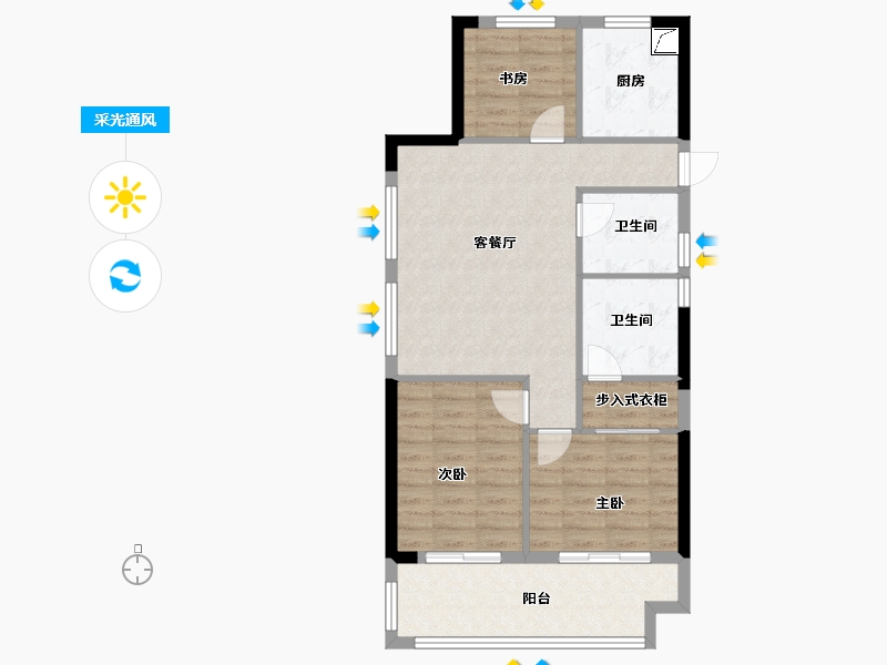 浙江省-宁波市-迎雅园-78.00-户型库-采光通风