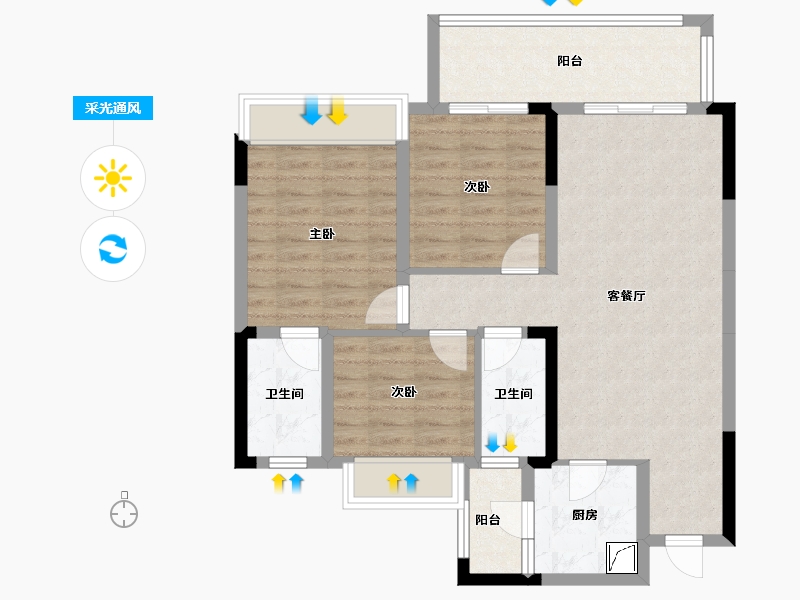 贵州省-贵阳市-贵阳融创城-89.27-户型库-采光通风