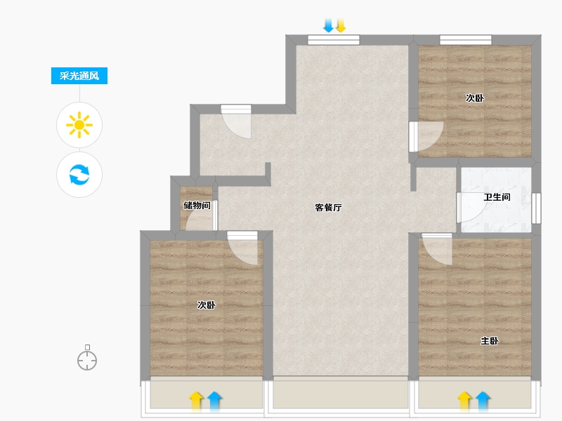 吉林省-长春市-万科溪望荟-86.00-户型库-采光通风