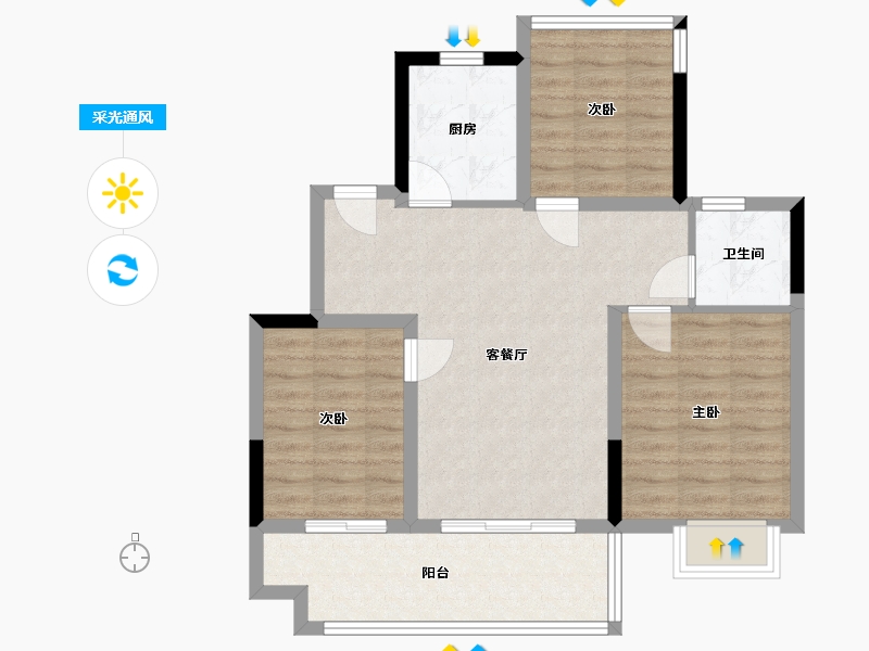 安徽省-合肥市-十里晴川-76.00-户型库-采光通风