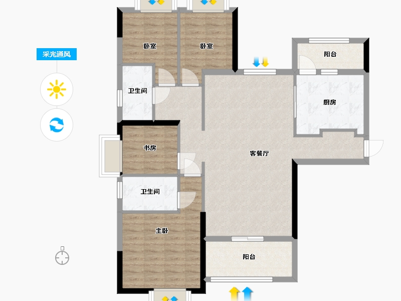 福建省-龙岩市-连城恒大悦澜湾-110.11-户型库-采光通风