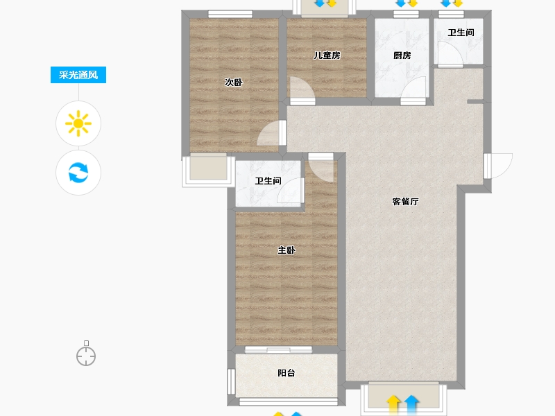 河南省-平顶山市-新景桂圆-94.00-户型库-采光通风