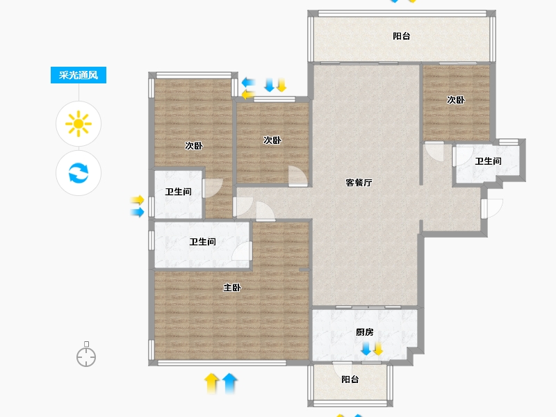 广西壮族自治区-南宁市-南宁万科城-150.00-户型库-采光通风