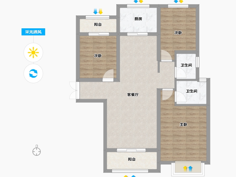 陕西省-渭南市-心悦佳苑-94.00-户型库-采光通风