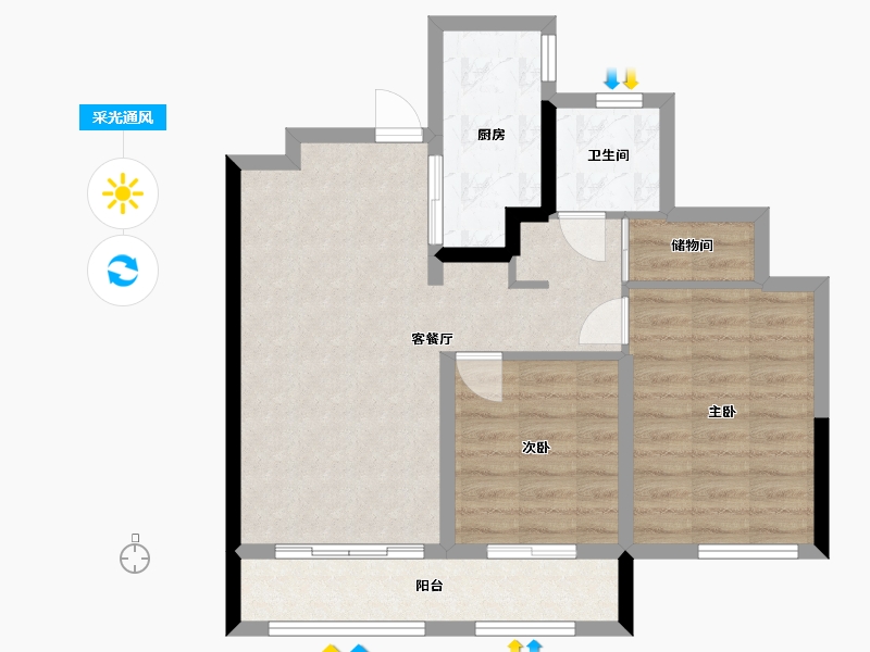 甘肃省-天水市-世茂云海郡-84.00-户型库-采光通风