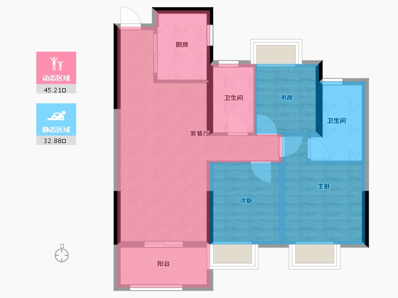 江苏省-南京市-玄武宝龙城-69.00-户型库-动静分区