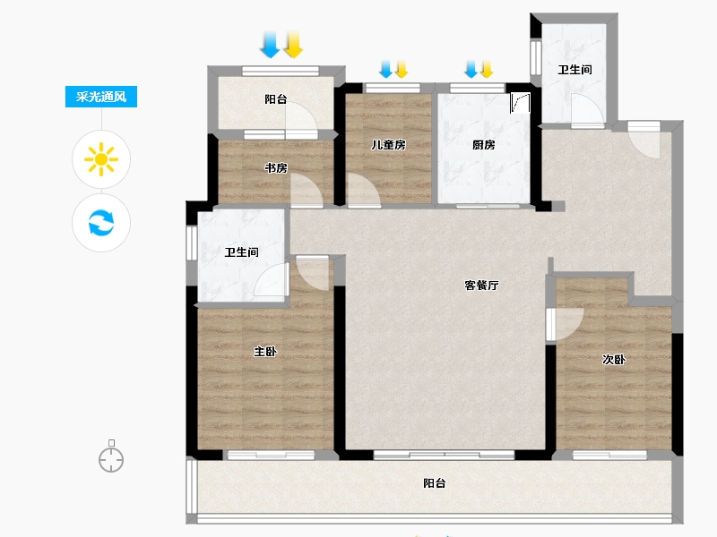 河南省-郑州市-融创城-110.00-户型库-采光通风