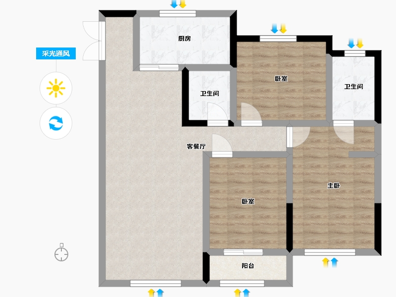 新疆维吾尔自治区-昌吉回族自治州-阜华景苑-109.00-户型库-采光通风