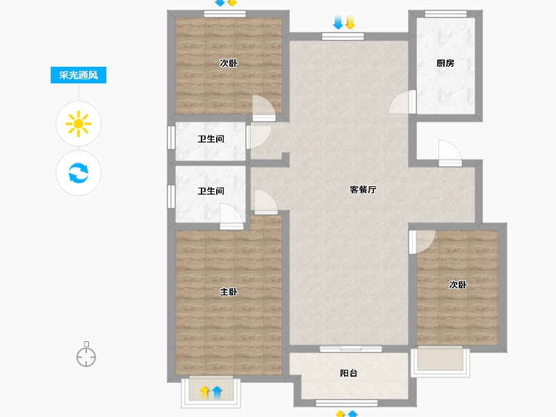 江苏省-徐州市-汉华小区-110.00-户型库-采光通风