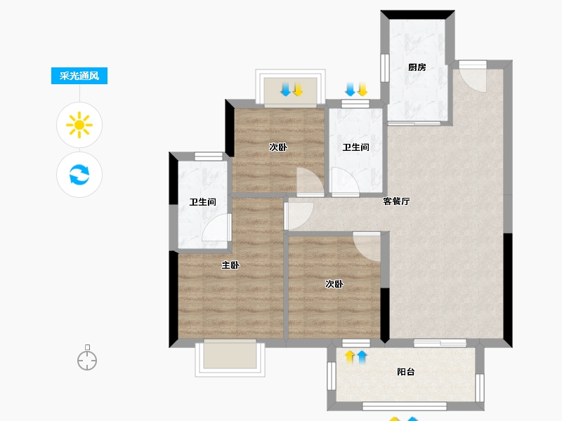 广西壮族自治区-南宁市-金成·江南壹品-68.00-户型库-采光通风