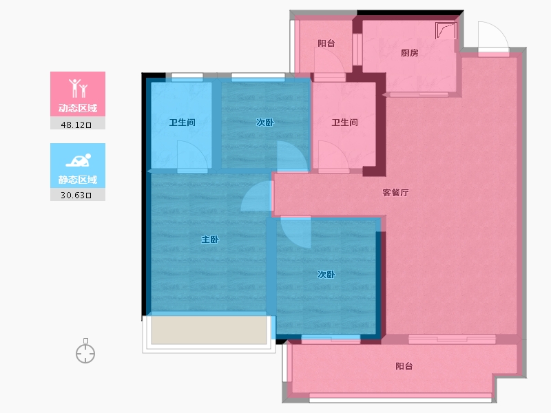 福建省-泉州市-晋江中梁首府壹号-82.00-户型库-动静分区