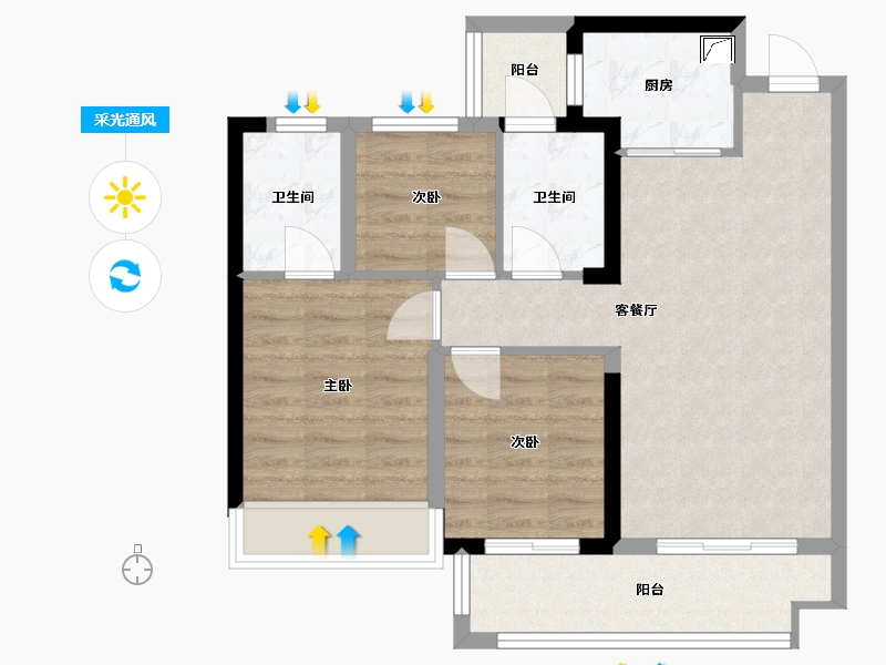 福建省-泉州市-晋江中梁首府壹号-82.00-户型库-采光通风