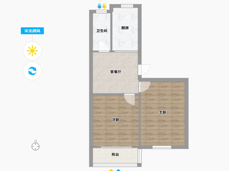 江苏省-苏州市-东吴新村-南区-58.30-户型库-采光通风