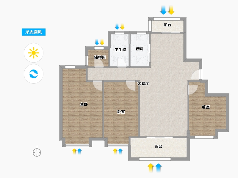 山东省-烟台市-万达华府-106.00-户型库-采光通风